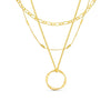 Gold Open Circle Three Row Necklace