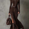Jess | Suede Dress with Belt and Zipper