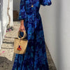 Francesca - Long dress with floral pattern and off-the-shoulder sleeves