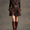 Vintage Red and Brown Checked Mini Dress (Includes belt)